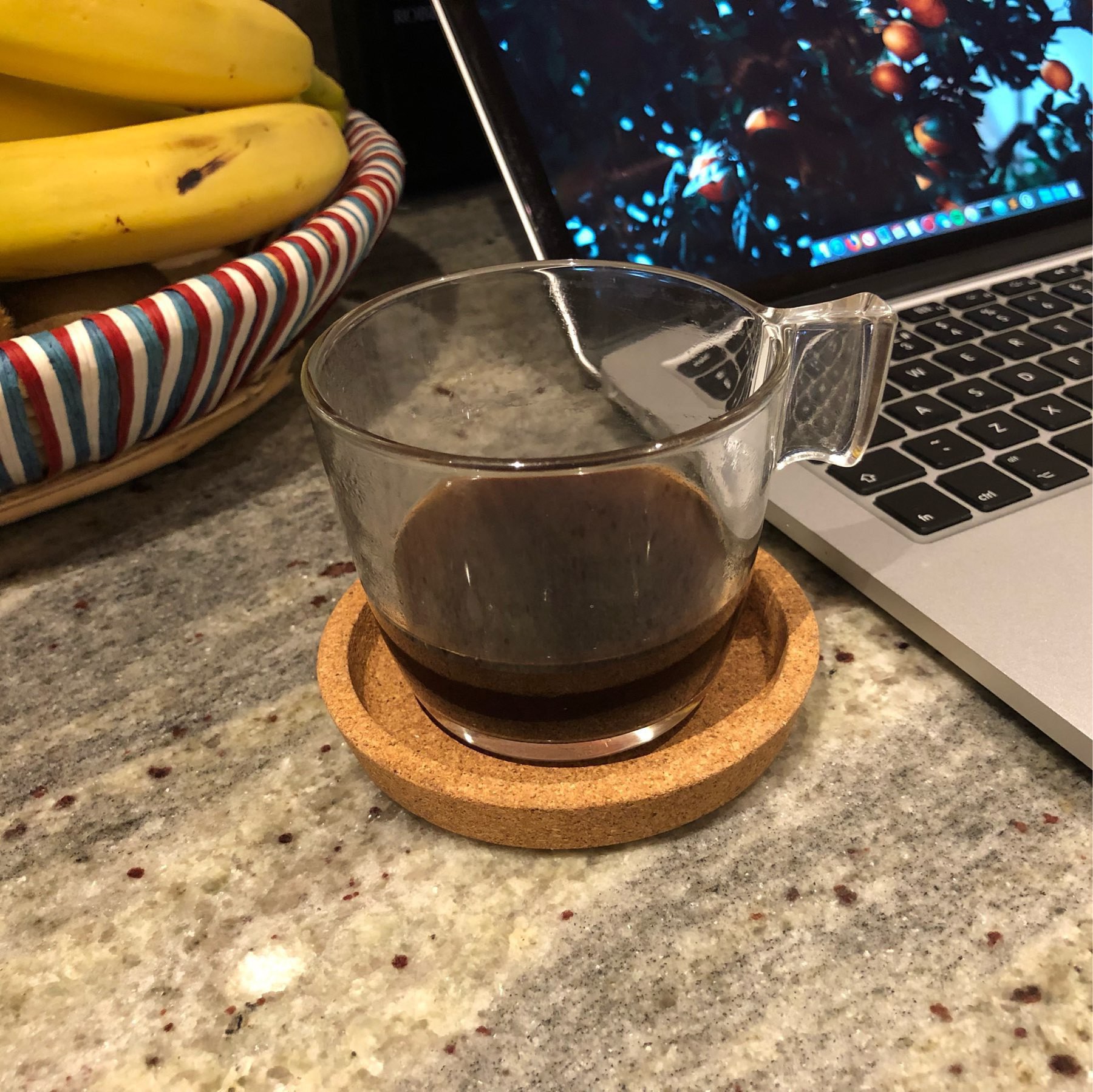 Coffee in a glass cup made with the Bialetti Moka Express