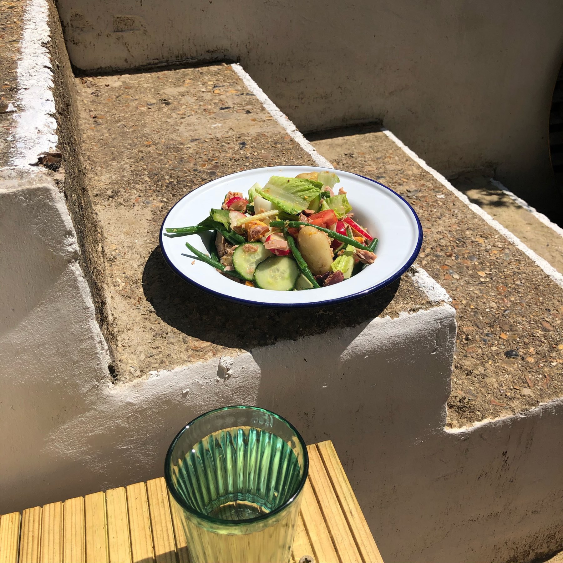 Niçoise salad on doorstep